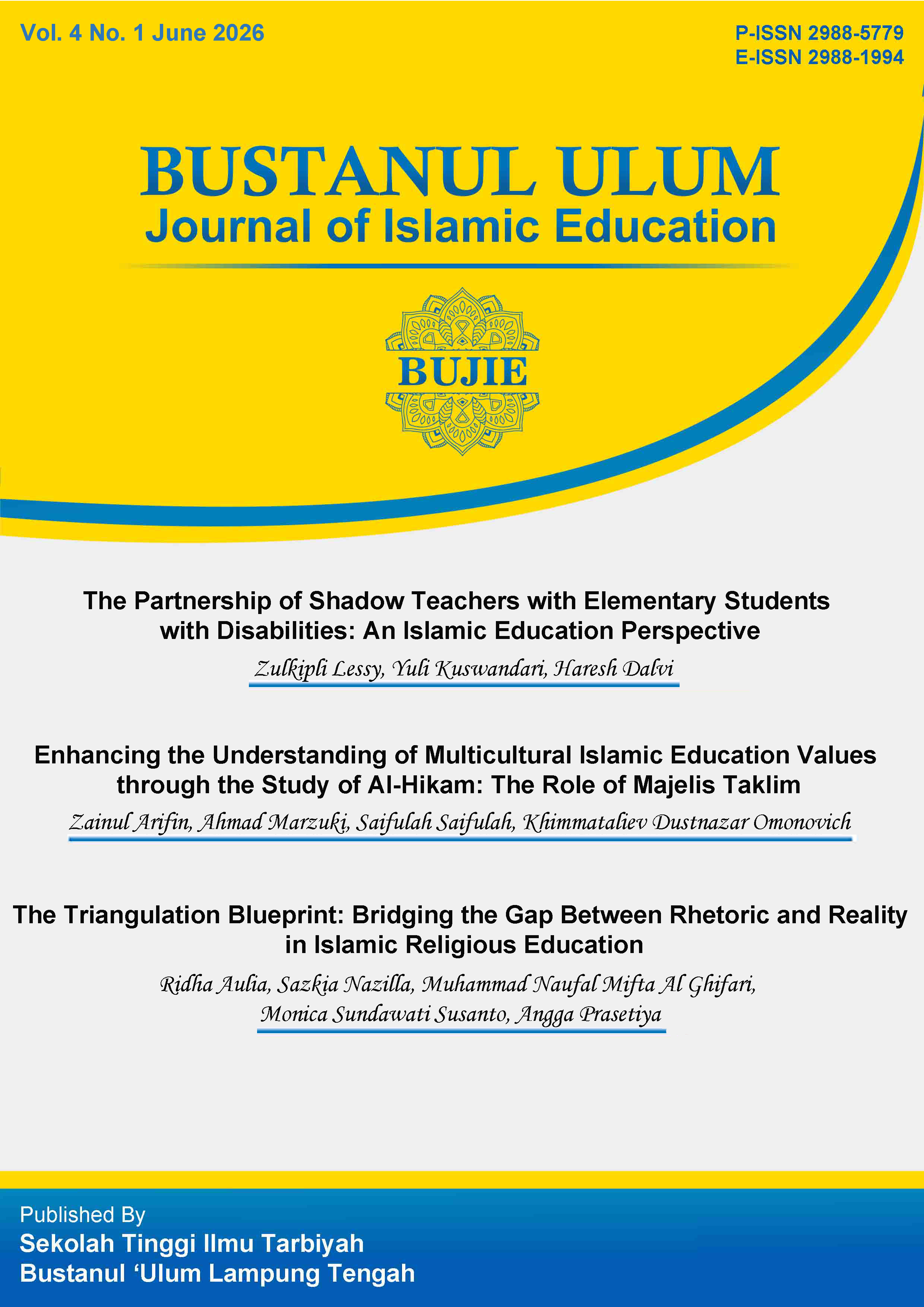 Cover Bustanul Ulum Journal of Islamic Education